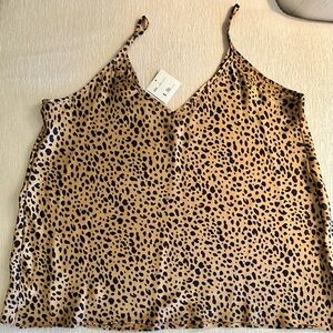 Adrienne Tan and Black Animal Print Camisole. Size Large NWT